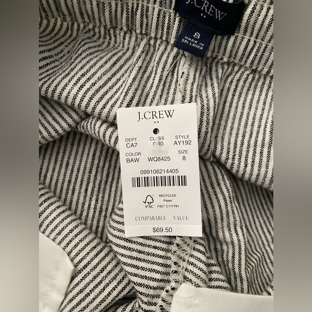 🆕NWT J Crew Linen Cotton Drawstring Pant Size 8 - Picture 2 of 9
